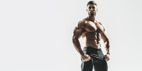 Muscular man in gym wear posing