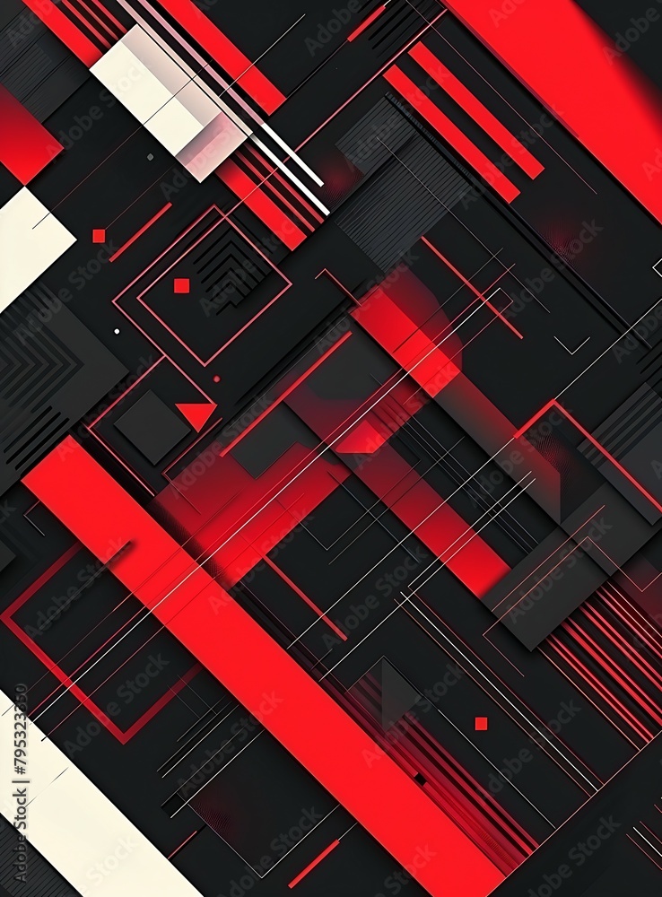 Poster Craft a visually engaging vector background with a modern, abstract geometric design in black and red