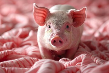 pig on pink background