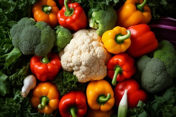 Composition of fresh vegetables background and pattern 