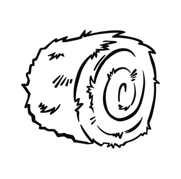 recommend clip art: Baled hay line outline symbol. vector