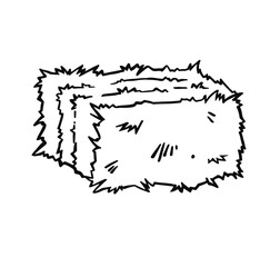 Compressed hay bale line outline symbol. © irina