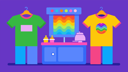 A DIY station where guests can create their own tiedye tshirts using all the colors of the rainbow.