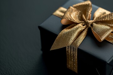 black gift on black background with copyspace. Valentine's day, black friday, romance, love, wedding anniversary concept
- 795325396