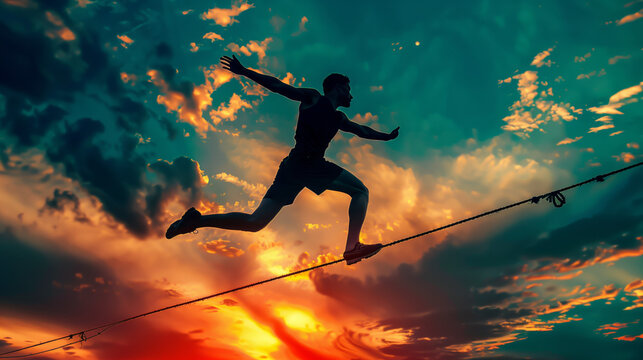 An athlete attempting a daring feat or pushing their limits in pursuit of excellence, demonstrating the courage to take risks and challenge boundaries.
