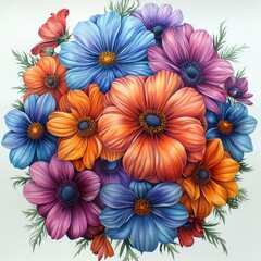 A bouquet of colorful flowers.
