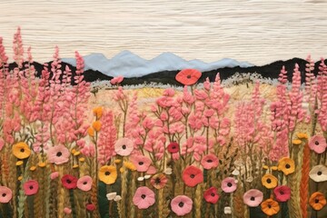 Flower field landscape textile pattern.