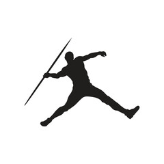Javelin throw man athlete in athletics black silhouette.