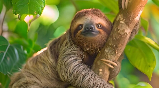 sloths climb tree branches