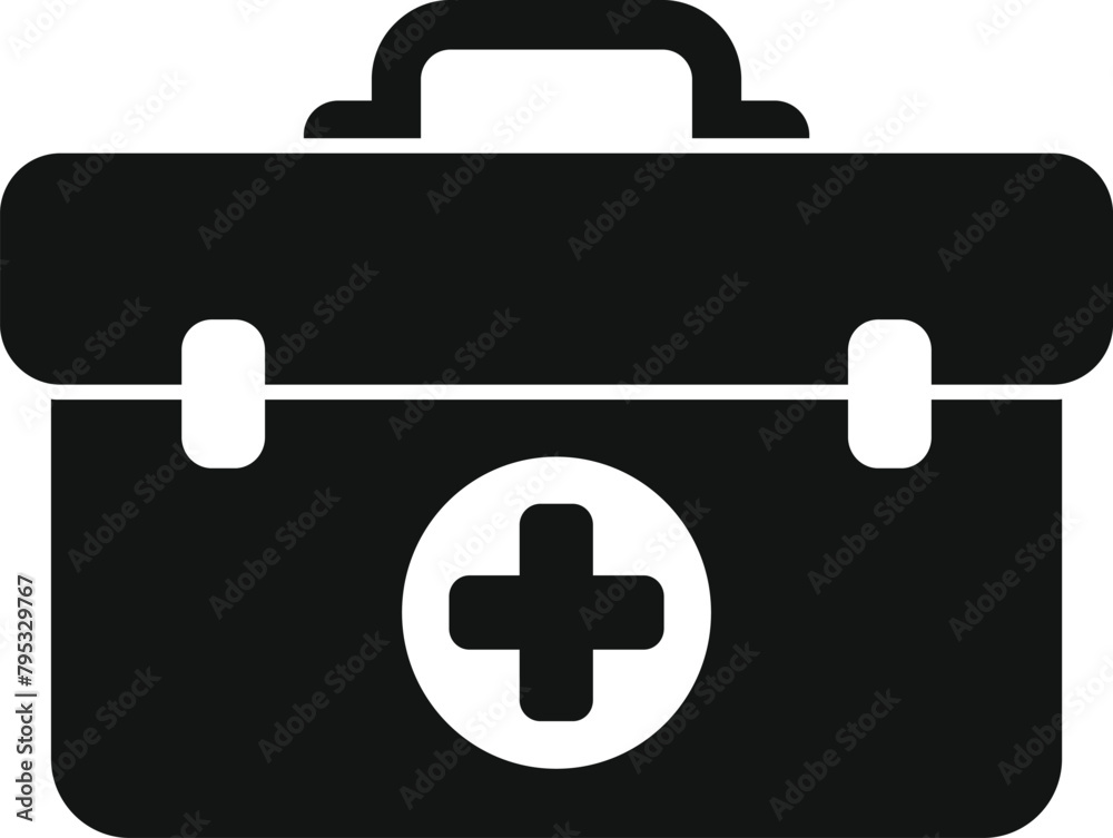 Wall mural medical first aid box icon simple vector. healthcare case. rescue assistance injury