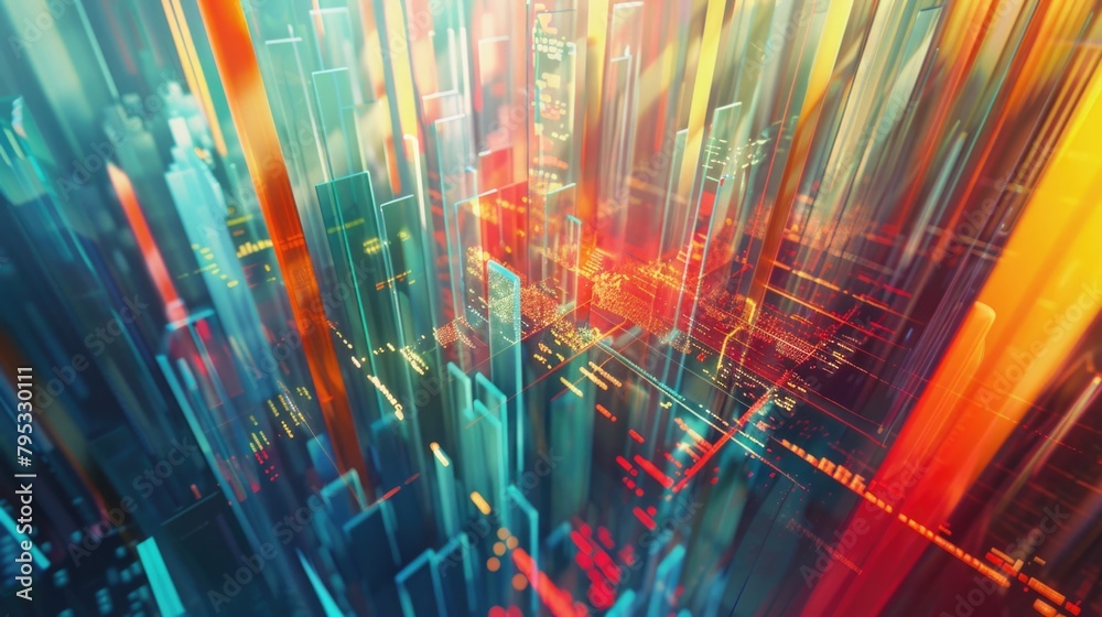 Wall mural abstract technology concept with glowing lines and digital structures