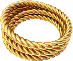 golden rope,rope made of gold isolated on white or transparent background,transparency