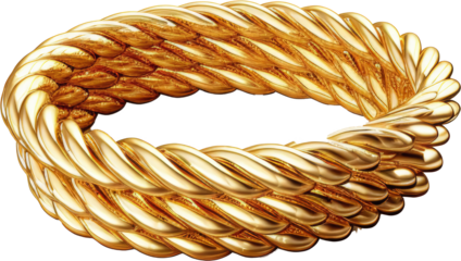 golden rope,rope made of gold isolated on white or transparent background,transparency