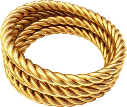 golden rope,rope made of gold isolated on white or transparent background,transparency