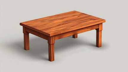 Crafted with Precision: An Isometric View of a Wooden Coffee Table Highlighting Exquisite Grain