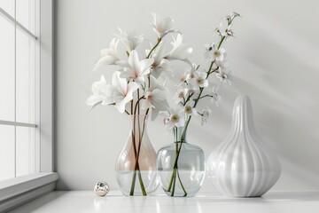 Chic decor accessories on a transparent white background, perfect for modern interior designs - obrazy, fototapety, plakaty