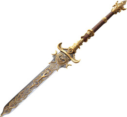 fantasy golden sword isolated on white or transparent background,transparency