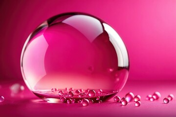 Abstract pink bubble sphere shape design, liquid glass bubbles