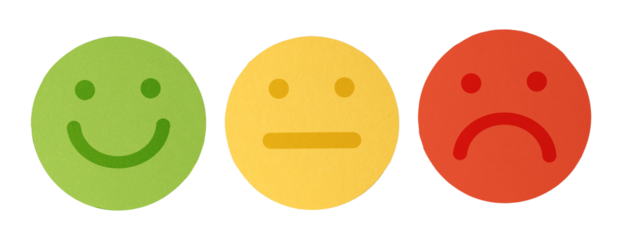 paper cut smile face, stressed and sad isolated with clipping path on background. positive thinking, assessment and world mental health day.