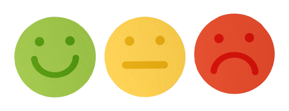 paper cut smile face, stressed and sad isolated with clipping path on background. positive thinking, assessment and world mental health day.