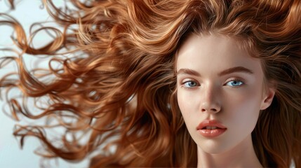 Fototapeta premium Woman with hair full of volumizing product