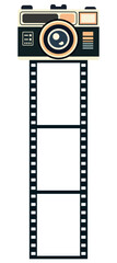 Isolated Vintage Retro Camera with Film Strip