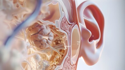 In-Depth of Healthy Human Ear Anatomy with Labeled Parts in a Clinical Setting - obrazy, fototapety, plakaty
