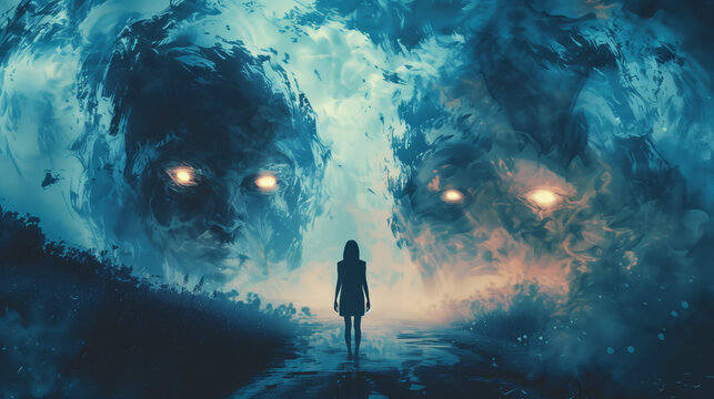 A person confronting their deepest fears head-on, demonstrating bravery and courage in their journey toward personal growth and empowerment.