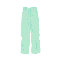 Cartoon Clothes Male Green Pants Concept Flat Design Style Isolated on a White Background. Vector illustration