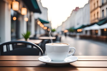 Morning coffee cup at cafe