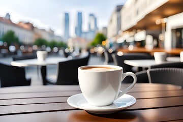 Morning coffee cup at cafe