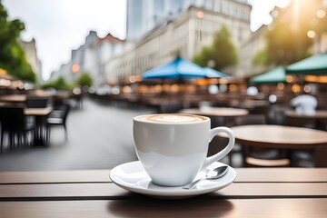 Morning coffee cup at cafe
