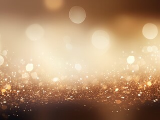 Beige banner dark bokeh particles glitter awards dust gradient abstract background. Futuristic glittering in space on beige background blank empty with copy space 