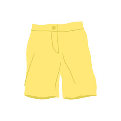 Cartoon Clothes Male Yellow Shorts Concept Flat Design Style Isolated on a White Background. Vector illustration