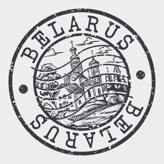 Belarus, Stamp Postal. Silhouette Seal. Passport Round Design. Vector Icon. Design Retro Travel. National Symbol.	
