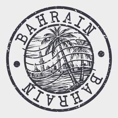 Bahrain, Stamp Postal. Silhouette Seal. Passport Round Design. Vector Icon. Design Retro Travel. National Symbol.	
