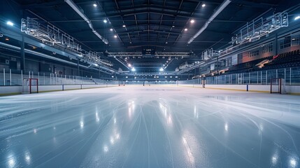 Fototapeta na wymiar Hockey ice rink sport arena empty field - stadium