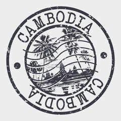 Cambodia, Stamp Postal. Silhouette Seal. Passport Round Design. Vector Icon. Design Retro Travel. National Symbol.	
