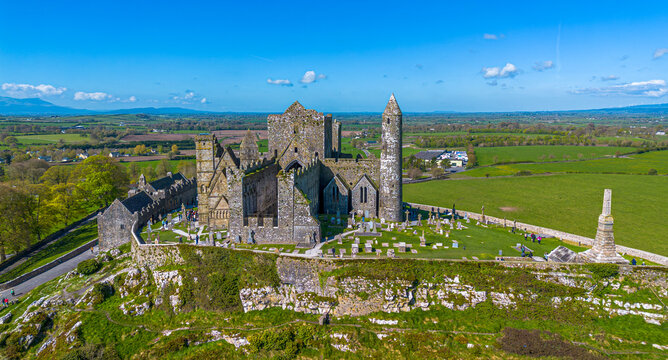 Aerial view -  Rock of Cashel castle in Ireland.