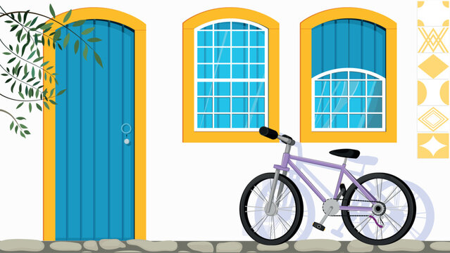 Colonial Elegance: Paraty's Facade with Bicycle