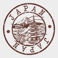 Japan, Stamp Postal. Silhouette Seal. Passport Round Design. Vector Icon. Design Retro Travel. National Symbol.	
