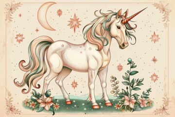 Illustration of Vintage unicorn