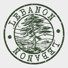 Lebanon, Stamp Postal. Silhouette Seal. Passport Round Design. Vector Icon. Design Retro Travel. National Symbol.	
