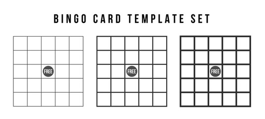 Bingo card grid template set