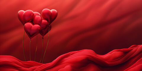 Schöne Herzen in rot zum Muttertag und Valentinstag im Querformat für Banner und als Druckvorlage