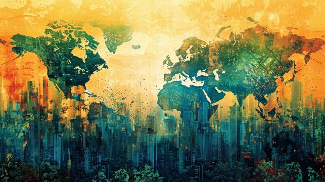 Craft a visually striking representation of global change