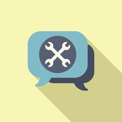 Tech chat support icon flat vector. Call center. Info online app