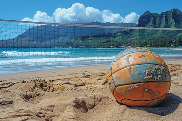 Beach Volleyball Ball on Sandy Shore