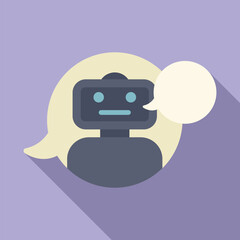 Bot chat support robot icon flat vector. Ai contact help. Internet work