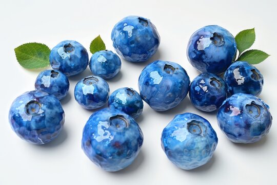 Plump blueberries with rich indigo color and powdery bloom, perfect for antioxidant-themed projects